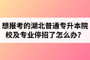 想報(bào)考的湖北普通專升本院校及專業(yè)停招了怎么辦？