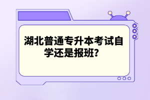 湖北普通專升本考試自學還是報班？