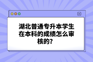 湖北普通專升本學(xué)生在本科的成績怎么審核的？