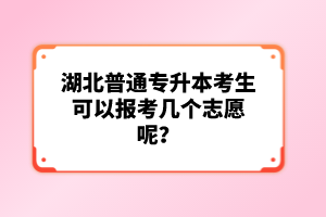 湖北普通專升本考生可以報考幾個志愿呢？