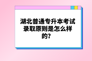 湖北普通專升本考試錄取原則是怎么樣的？