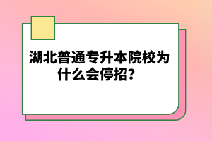 湖北普通專升本院校為什么會停招？