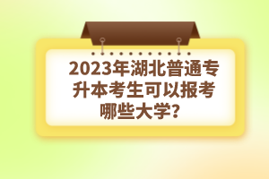 2023年湖北普通專升本考生可以報考哪些大學？