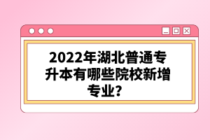 2022年湖北普通專升本有哪些院校新增專業(yè)？