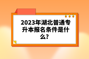 2023年湖北普通專升本報(bào)名條件是什么？