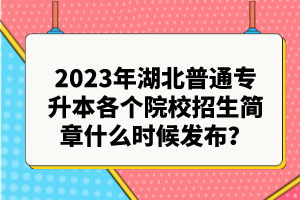 2023年湖北普通專升本各個(gè)院校招生簡(jiǎn)章什么時(shí)候發(fā)布？