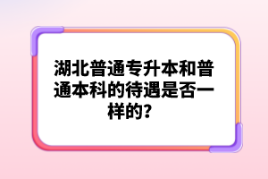 湖北普通專升本和普通本科的待遇是否一樣的？