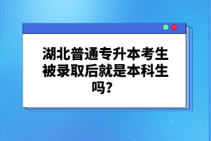 湖北普通專升本考生被錄取后就是本科生嗎？