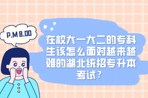 在校大一大二的?？粕撛趺疵鎸υ絹碓诫y的湖北統(tǒng)招專升本考試？