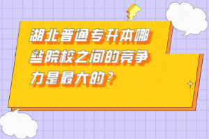 湖北普通專升本哪些院校之間的競爭力是最大的？