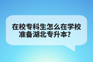 在校?？粕趺丛趯W(xué)校準備湖北專升本？