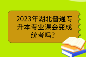 2023年湖北普通專升本專業(yè)課會(huì)變成統(tǒng)考嗎？